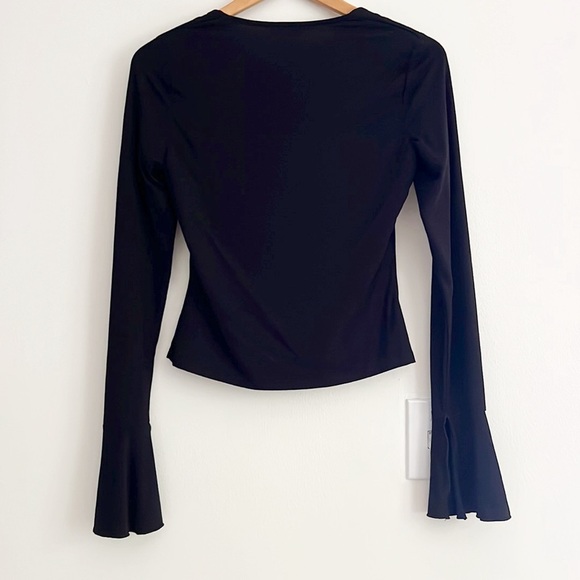 Reformation Lucca Long Sleeve Knit Top Black Square Neck NWOT - Picture 10 of 14